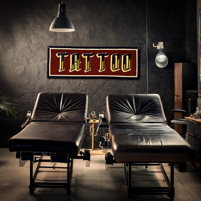 Felt banner with tattoo text 